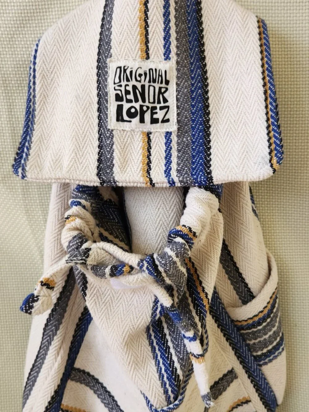 Original Senor Lopez Baja Backpack Striped Mexican Hippie Boho Beach Bag Recycle - Picture 4 of 14